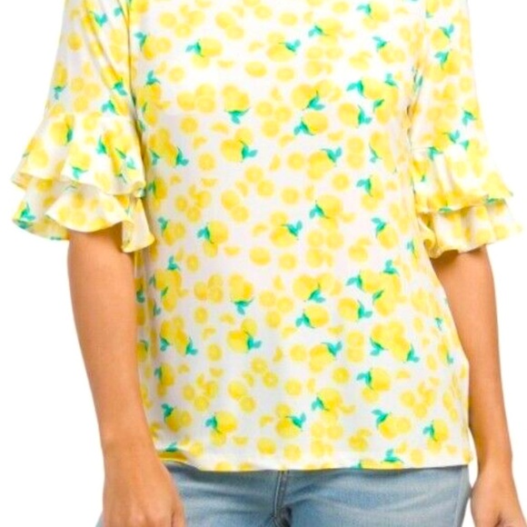 Pappagallo Yellow Green Ruffled Blouse - Picture 2 of 14